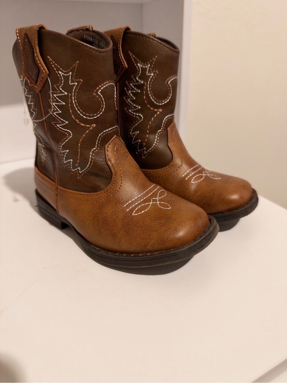 Kids Brown Cowboy Boots with Embroidered Accents